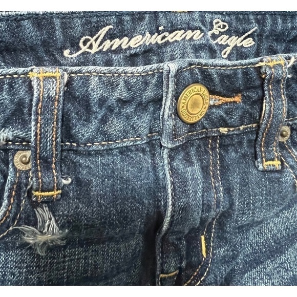 American Eagle Womens Sz 0 Distressed Raw Hem Denim Blue Jean Cut Off Shorts - Picture 5 of 5